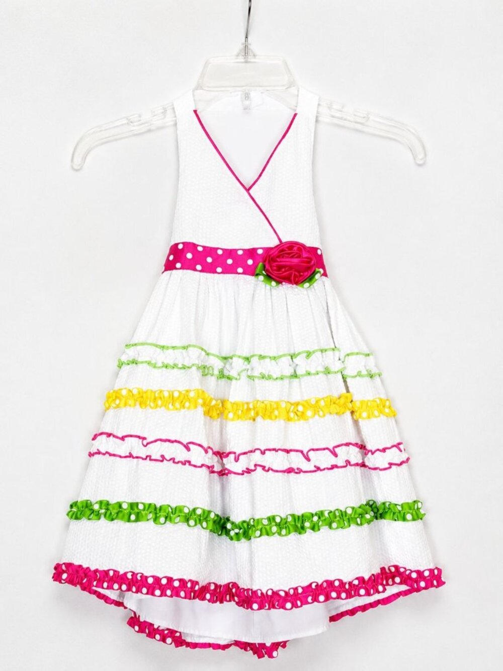 JESSICA ANN halter styled layered ruffled colorful girls dress size 4